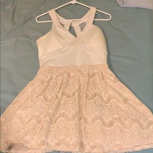 White & Beige Homecoming Dress